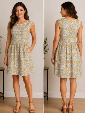 Mata Traders Floral Fit & Flare Boho Cottagecore Dress S